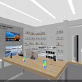 Reno Electronics Store Featuring 5G Smartphones Laptops Display Tables And Wooden Counters 3d model