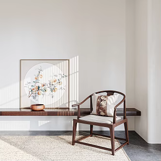 New Chinese Dining Chair New Chinese Leisure Chair New Chinese Circle Chair New Chinese Decorative Painting 3d model