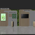 Resort Town Exhibition Booth With Wooden Panels Green Plants And Screen