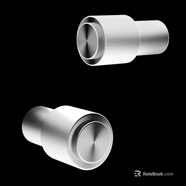 Modern Silver Metal Door Handle With Sleek Cylindrical Design And Shiny Smooth Surface 3d model 