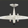 Weathered White Biplane Model Featuring Red Tail Propellers For Space Aviation Theme 3d model