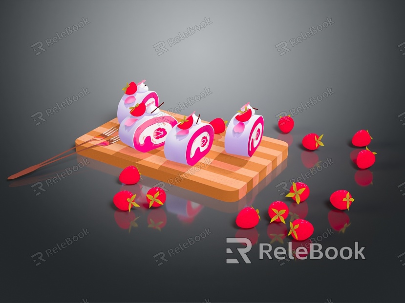 Modern Cake Cartoon Cake Strawberry Chocolate Cake model