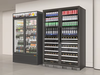 Modern Refrigerator Freezer Supermarket Refrigerator Soda Refrigerator Wine Bottle Beverage Wine Cabinet 3d model
