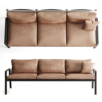 Modern three-seat sofa multiplayer sofa 3d model