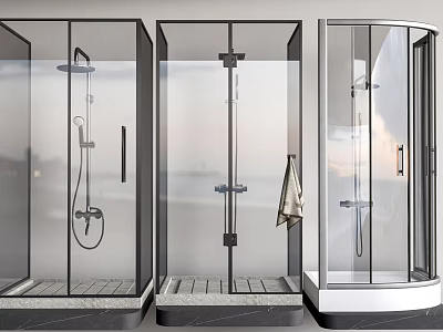 Modern Shower Sauna Design With Glass Enclosures And Different Styles Interior 3d model