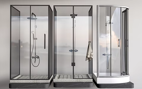 Modern Bathroom Shower Partition Glass Partition Shower 3d model