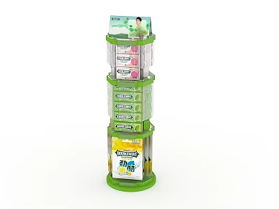 Convenience Store Rotating Multi Layer Display Rack With Snacks And Essentials 3d model