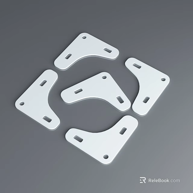 White Metal Mounting Brackets With Holes For Construction And Hardware Use 3d model