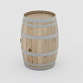 Wooden Barrel With Metal Hoops Cylindrical Storage Container For Household Use