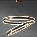 Modern Circular Chandelier With Double Metallic Rings And LED Light Strips