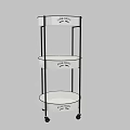 Farm House 3 Tier Round Shelf with Metal Frame and White Storage