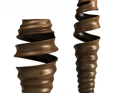 Artistic Pair of Spiral Bronze Sculptures With Curved Design And Metal Craftsmanship 3d model