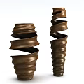 Artistic Pair of Spiral Bronze Sculptures With Curved Design And Metal Craftsmanship