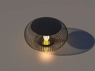 Unique Shaped Floor Lamp With Black Wire Mesh Structure And Warm Lighting 3d model