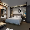 Modern Hotel Room Interior With Floor to Ceiling Windows City Night View And Comfortable Seating