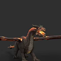 Mythical Reptile Dragon With Flaming Wings Open Mouth And Fierce Posture