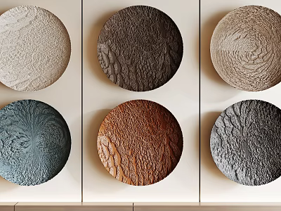 Circular Textured Wall Decor in Various Colors for Modern Wall Arrangement 3d model