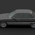 Vintage Dark Gray Sedan With Illuminated Headlights And Silver Rims