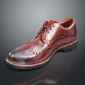 Brown Leather Brogue Shoes Featuring Classic Laces And Textured Sole For Formal Style
