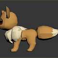 Cartoon Creature Character 3D Model With Large Ears Orange Body White Belly Standing Pose