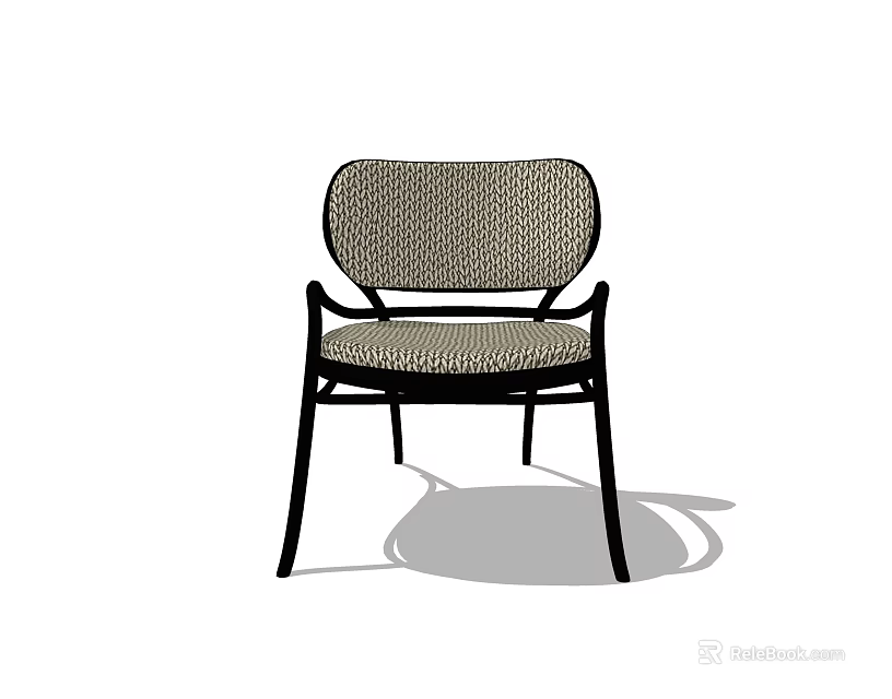 Minimalist Leisure Chair With Mesh Back And Black Metal Frame Design 3d model 