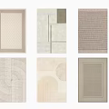 Square Rugs in Various Modern Designs with Geometric Patterns and Neutral Tones 3d model