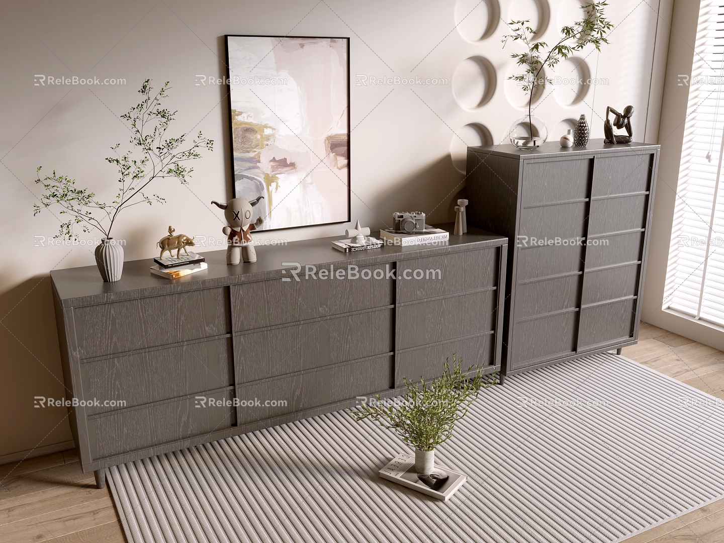 Modern Black Cabinet Whole Cabinet Sideboard Cabinet Balcony Cabinet Storage Cabinet Entrance Cabinet 3d model