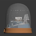 Cozy Small House Architecture Inside Snow Globe With Snowy Scene And Trees