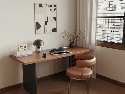 Middle style desk and chair 3d model