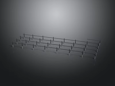 Metallic Grid Structure With Multiple Frames Arranged On Dark Background 3d model
