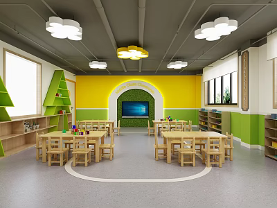 Modern Kindergarten Recreation Room 3d model