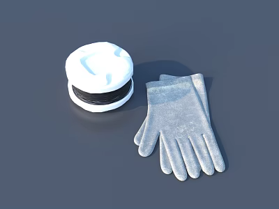 Essential Hardware Tools Set Including White Tape Measure And Gray Work Gloves 3d model