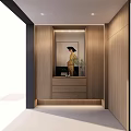 Modern Entryway Hallway Interior Design With Wooden Cabinets And Natural Light