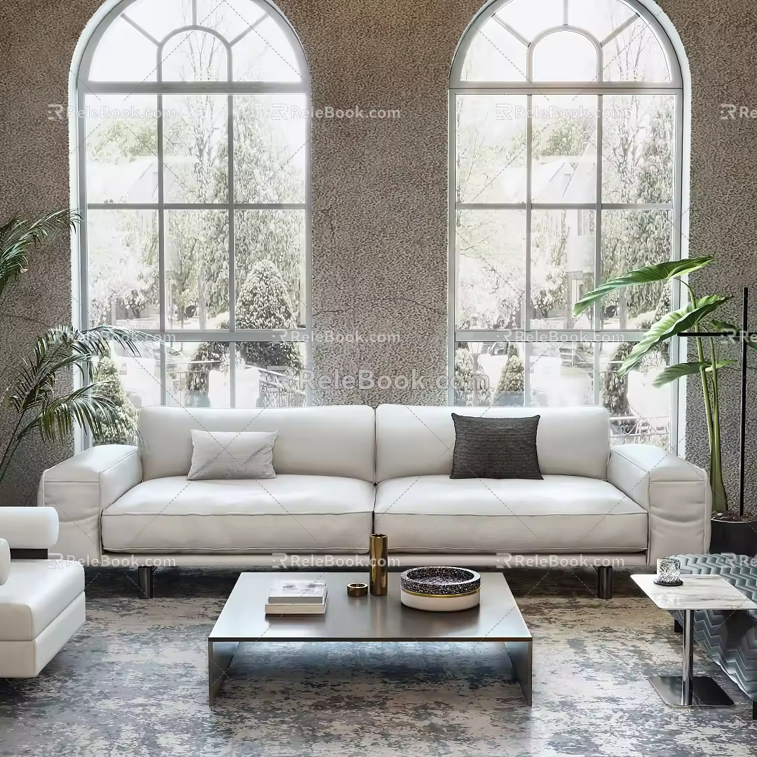Modern Sofa Coffee Table Combination Villa Sofa 3d model
