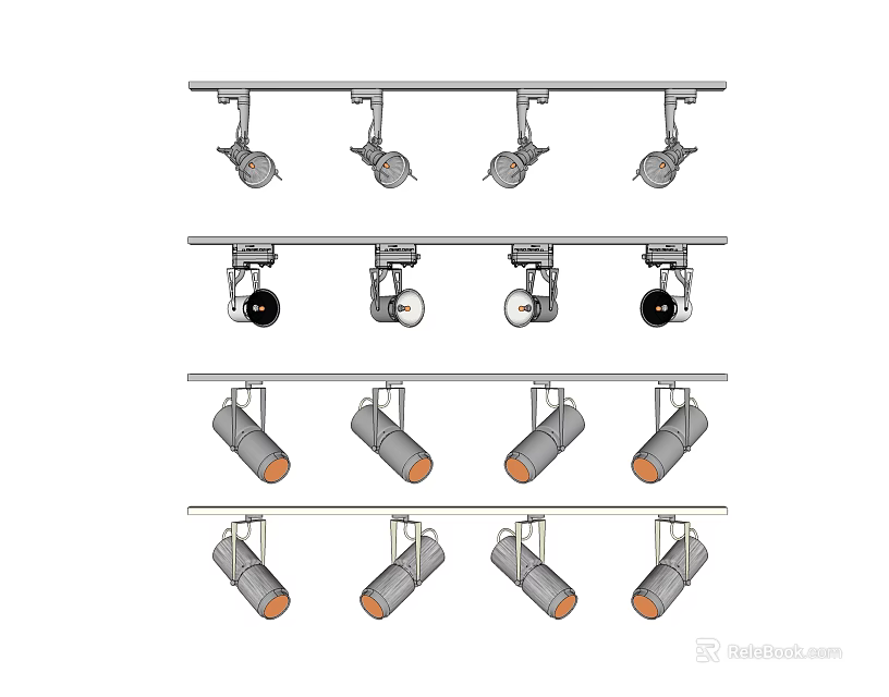 Modern Downlights And Spotlights With Track Mounting Design For Home Interior Use 3d model