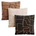 Stylish Decorative Throw Pillows in Brown Beige Black with Abstract Geometric Line Patterns 3d model