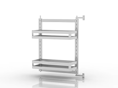 White Metal Wall Mounted Kitchen Rack With Multiple Shelves For Cookware Storage 3d model