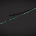Artistic Traditional Samurai Sword with Green Decorative Engraved Blade and Gold Accented Hilt