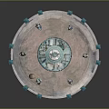 Ornate Multi Tiered Fountain With Turquoise Gold Accents And Statues On Circular Base
