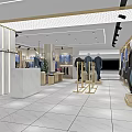 Spacious Clothing Store Interior With Well Arranged Clothing Racks And Display Shelves