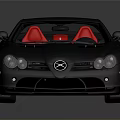 Black Sports Car with Red Interior Sleek Body Design and Shiny Wheels on Reflective Surface