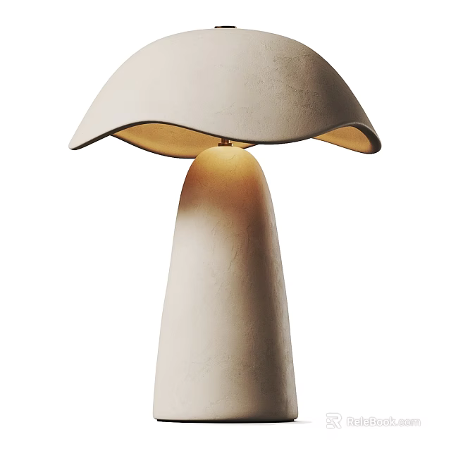 Minimalist Modern Beige Mushroom Shaped Ceramic Table Lamp With Sleek Design 3d model 