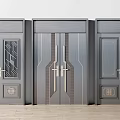 Modern Interior Double Doors With Geometric Patterns And Metal Handles