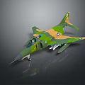 Camouflage Military Fighter Jet With Green Brown Paint US Air Force Insignia And Missiles