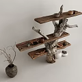 Wooden Tree Trunk Design Shelf in Natural Style with Decorative Vases Bowls and Branches