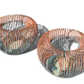 Modern Pergola With Woven Metal Structure And Gradient Orange Gray Color Design