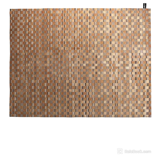 Square Carpet With Geometric Square Pattern In Brown And Beige Tones 3d model