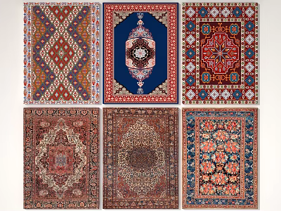 Square Rugs With Various Traditional Geometric Floral And Ornate Patterns For Home Decor 3d model