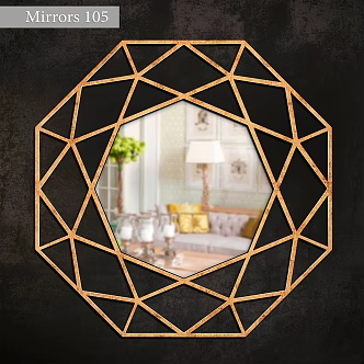 Retro Mirror Wall Round Gold Modern Minimalism 3d model
