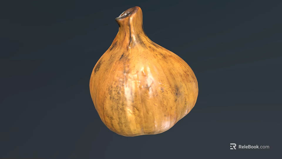 Garlic Shaped Wooden Decorative Carving With Natural Texture And Brown Spots 3d model 